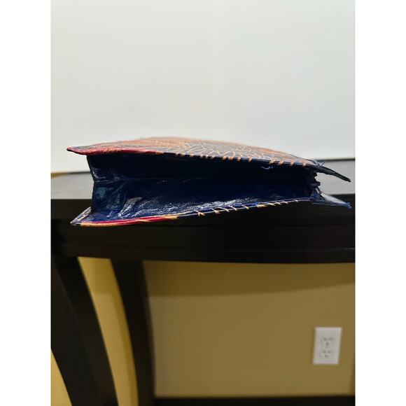 Genuine Leather Leopard Clutch Bag Purse Made in India 14"x8.5"x2.5" - Picture 9 of 16